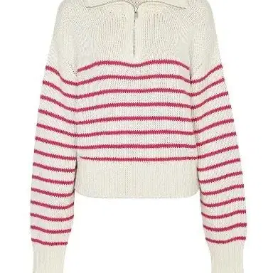 더오픈프로덕트 HALF ZIP STRIPE SWEATER PINK