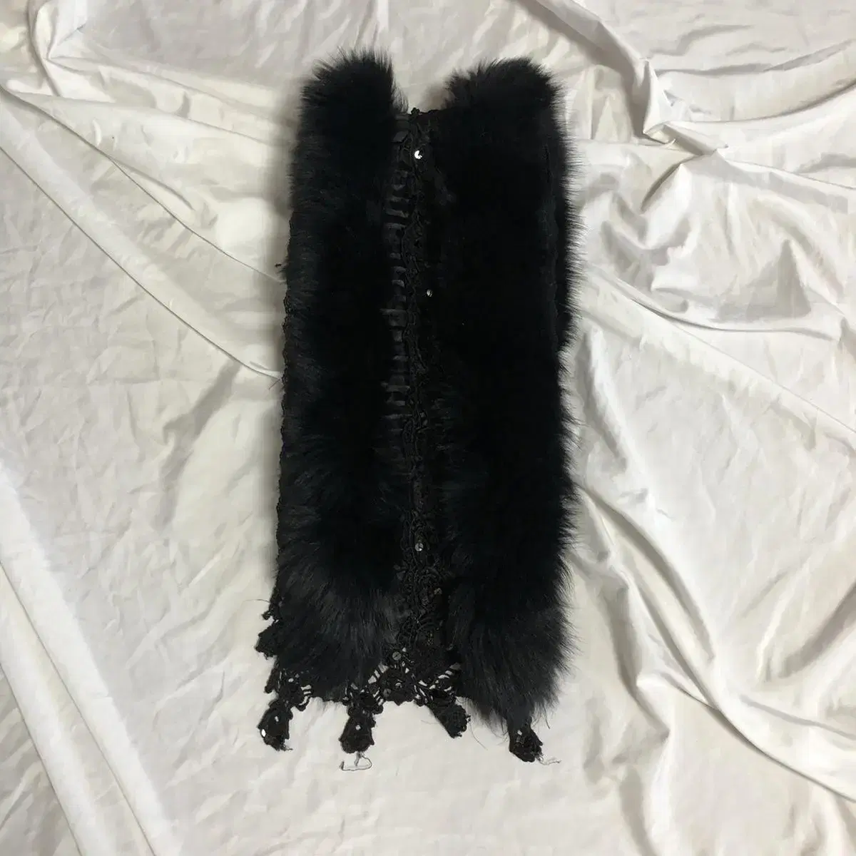 Vintage Spangles black fur muffler