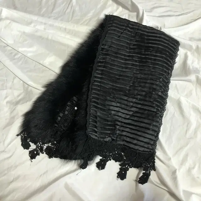 Vintage Spangles black fur muffler