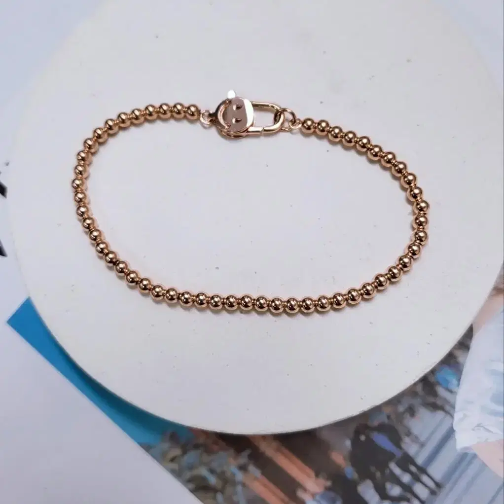 14k 볼팔찌 3mm 스마일장식  (16.5cm)