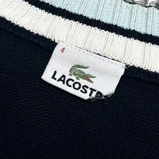 [ XL ] Lacoste 라코스테 네이비 반집업 니트