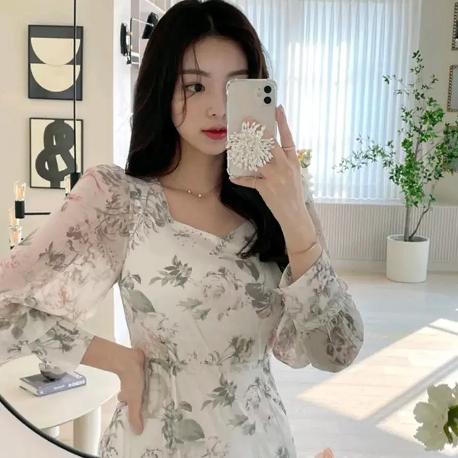 아뜨랑스 로맨틱 플라워 머메이드 롱 원피스 dress