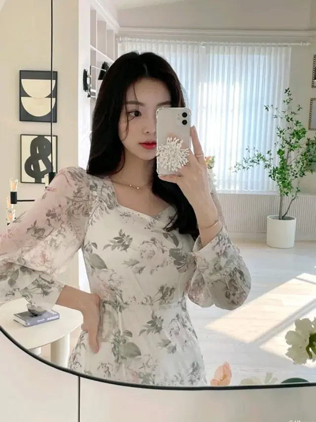 아뜨랑스 로맨틱 플라워 머메이드 롱 원피스 dress