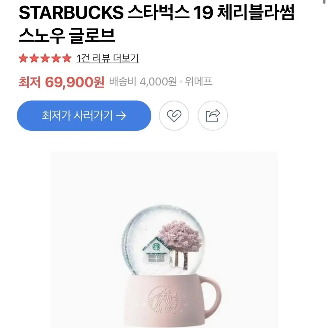 STARBUCKS 스타벅스 19  체리블라썸 스노우 글로브