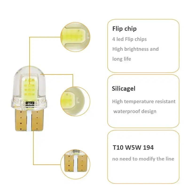 신형 COB 실리카 T10 LED 자동차 튜닝용 전구