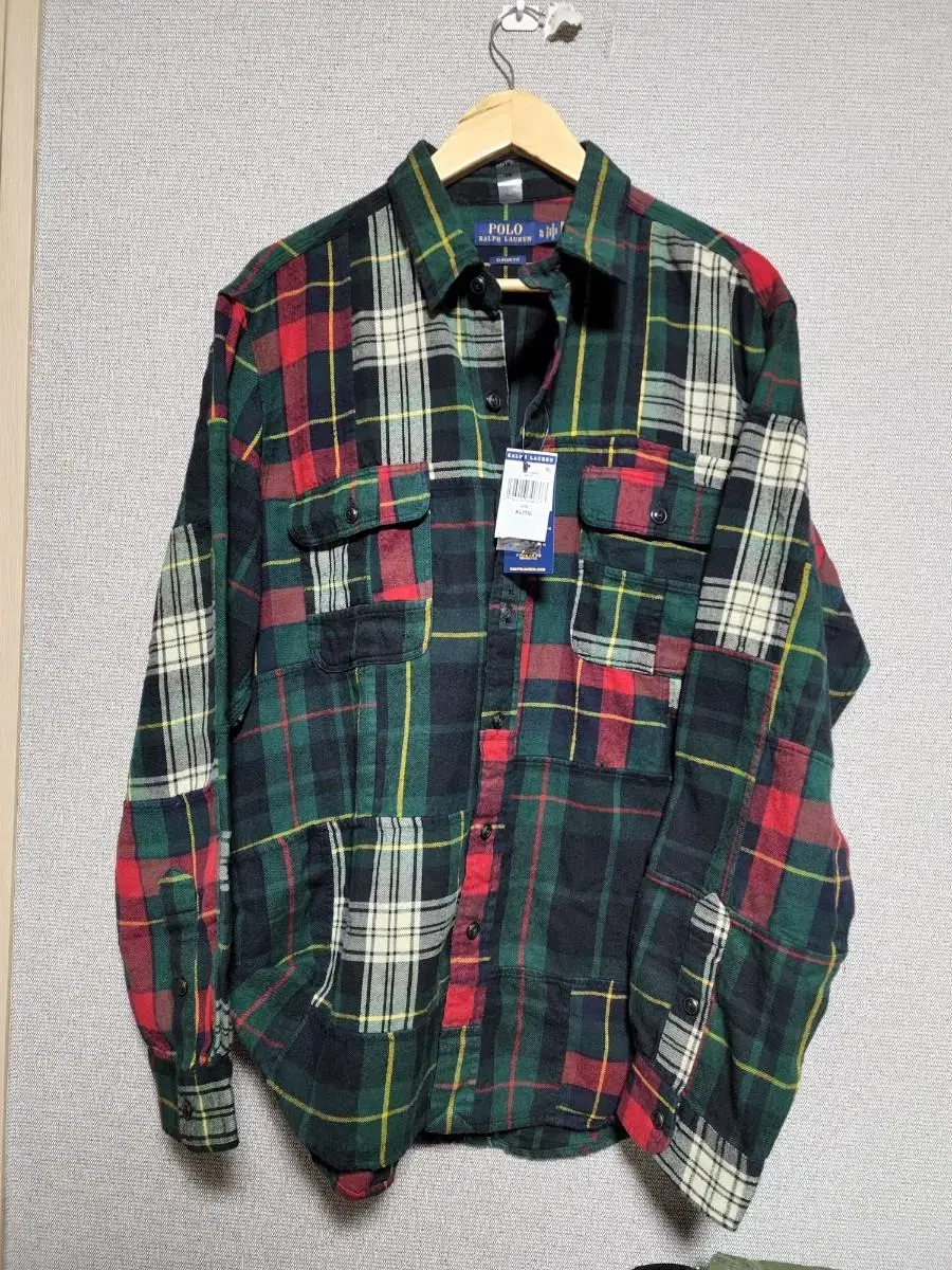 Polo Two-Pocket Patchwork Check Shirt M