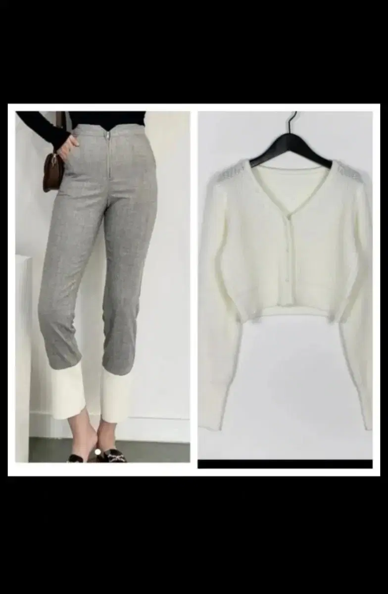 [New Products] Cropped Cardigan + High-Waisted Color-Blocked Pants Set