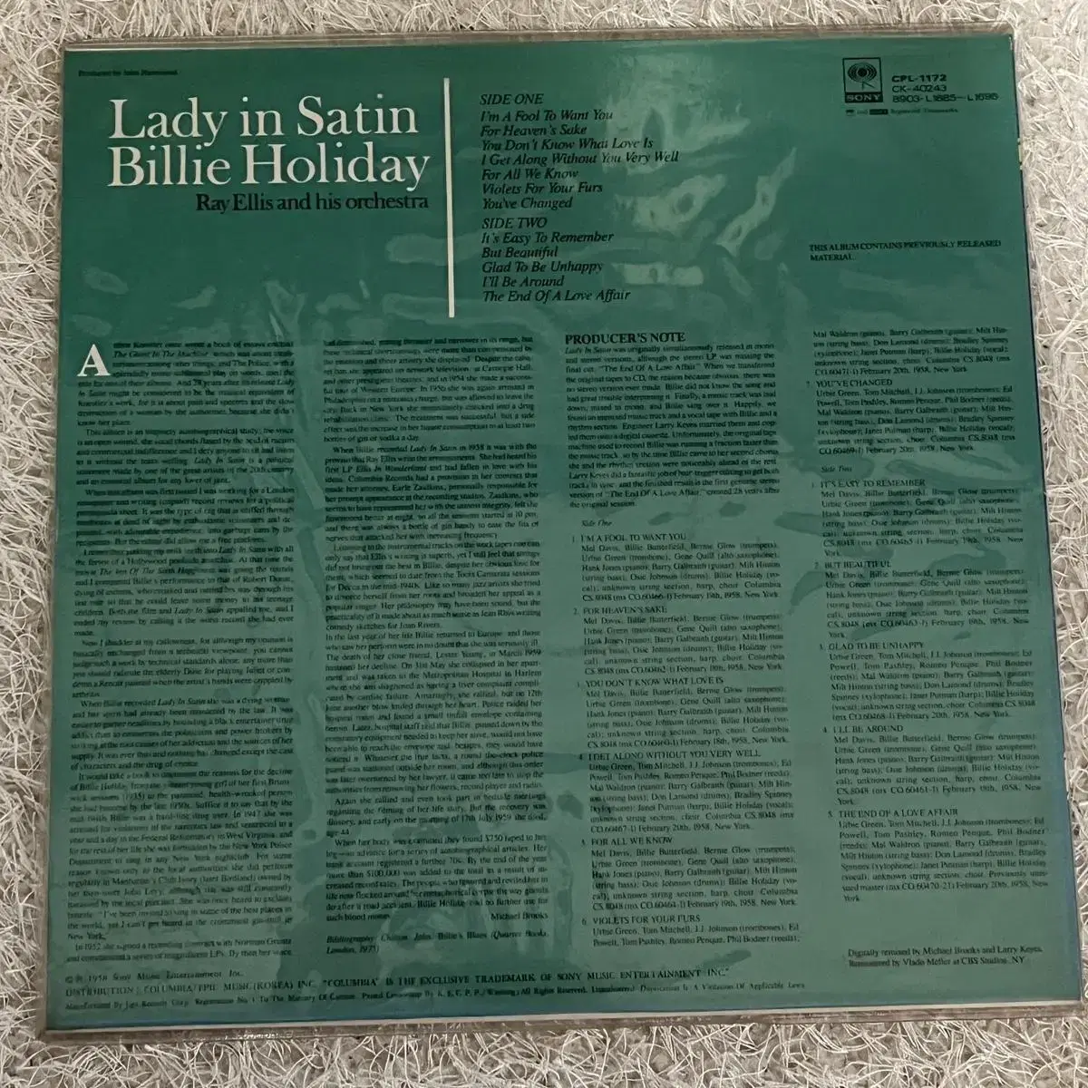 7. Billy Holiday(빌리 할리데이) LP