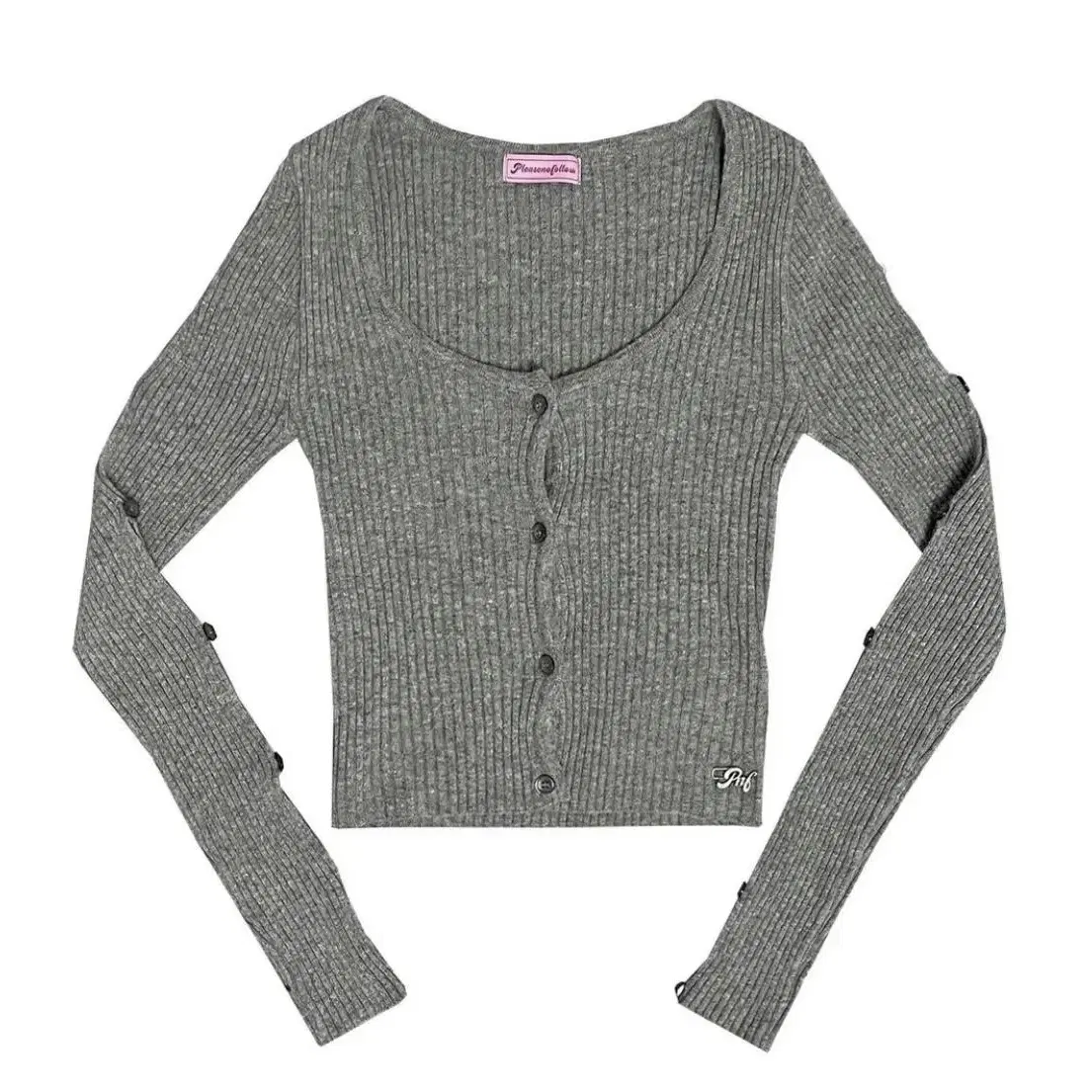 플리즈노팔로우 모브 가디건 플노팔 mov button knit top