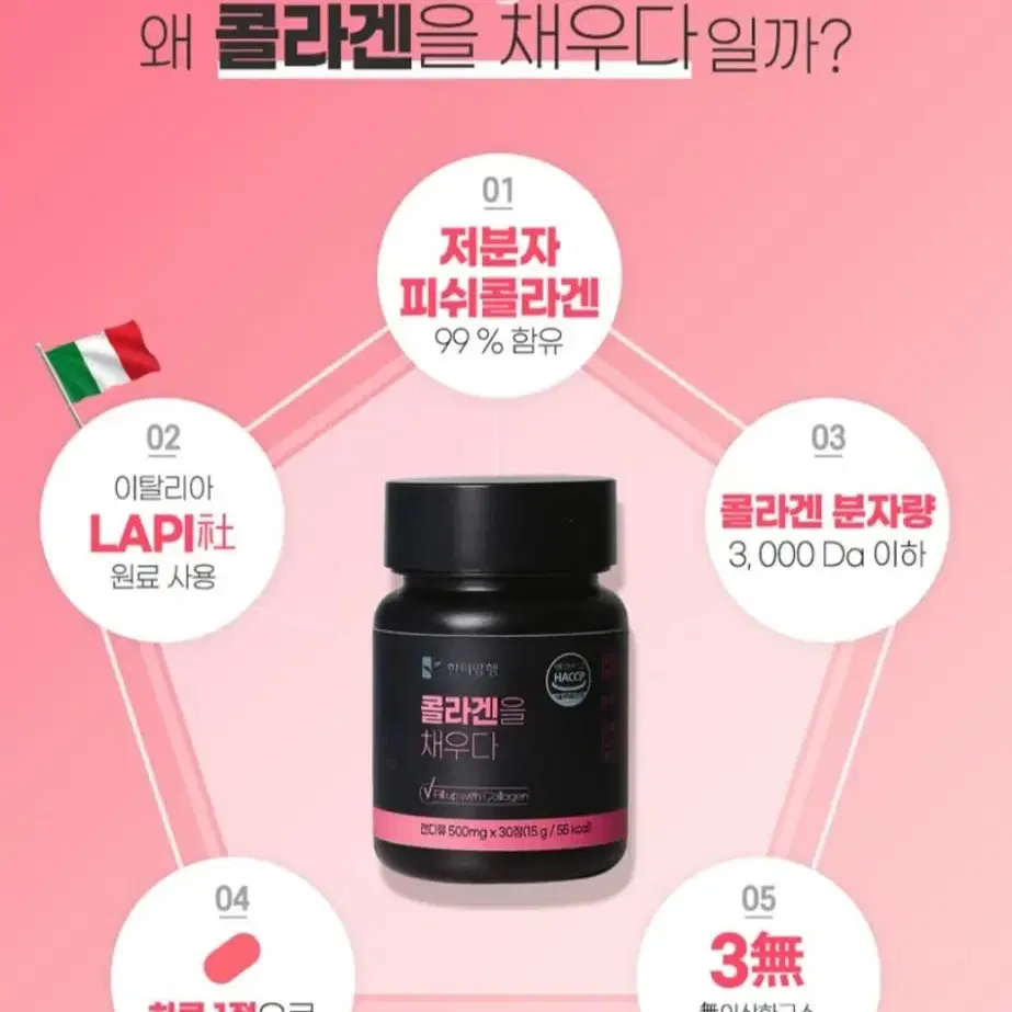 한미양행 콜라겐을 채우다 먹는 저분자 피쉬 콜라겐500mg 30정x3박스