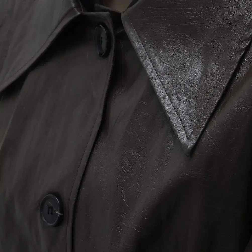 [Treemingbird] Leather Half Trench(브라운)