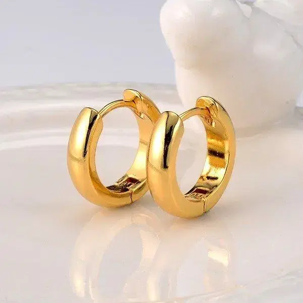 새 18K GF 16mm 옐로우 골드 귀걸이 금 선물 여친 아내