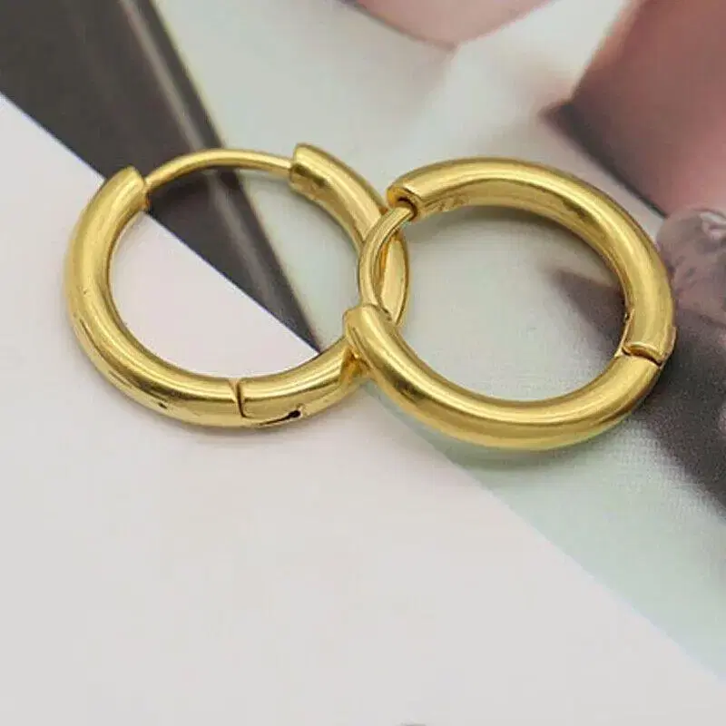 새 18K GF 16mm 옐로우 골드 귀걸이 금 선물 여친 아내