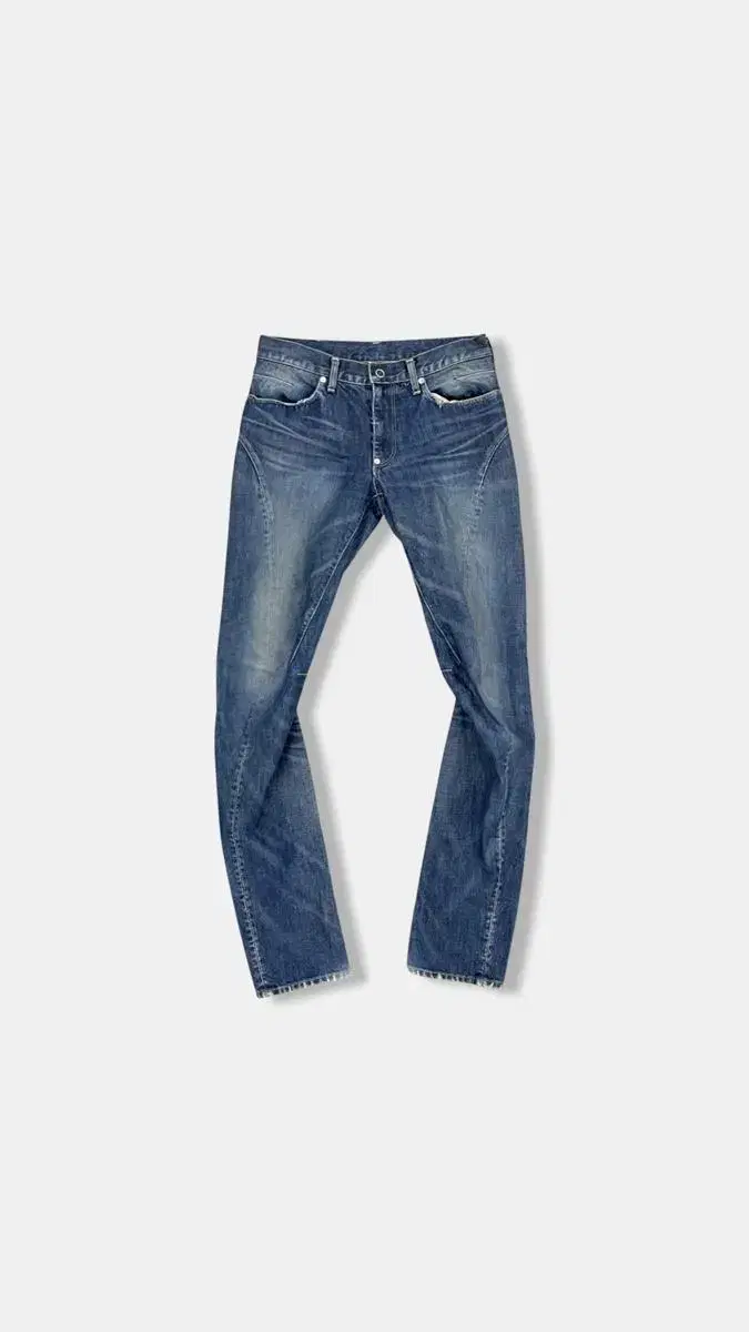 (3) 10AW UNDERCOVER ASYMMETRICAL SEAM DENIM PANTS