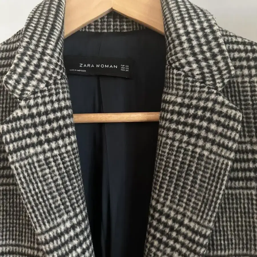 자라 zara 글렌체크 울 코트 (xs)