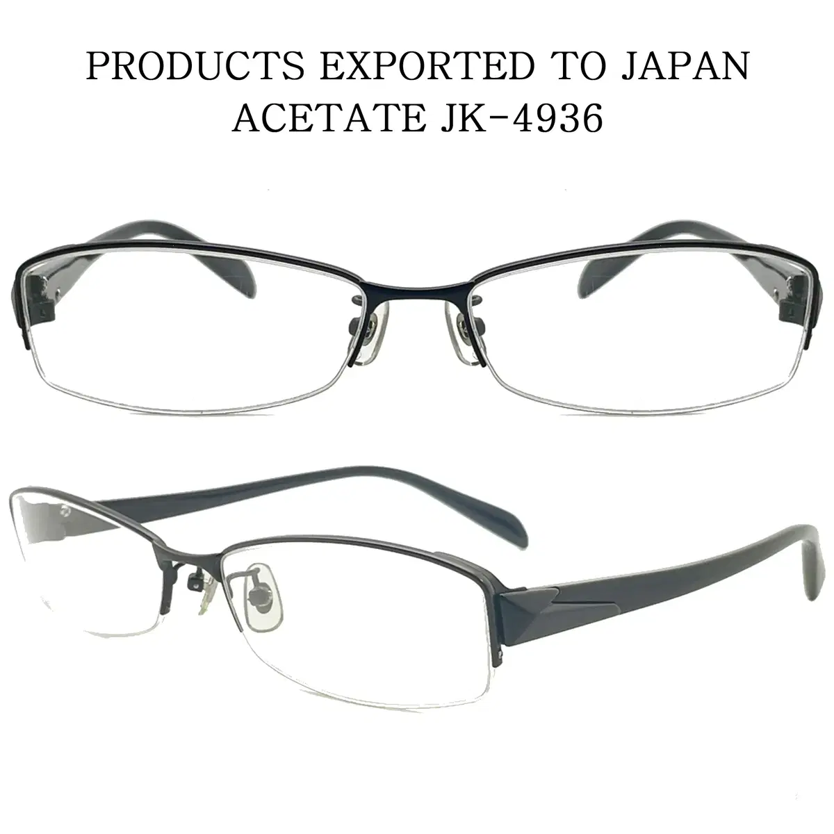 Domestic export square semi rimless fashion horn rim acetate glasses JK-4936