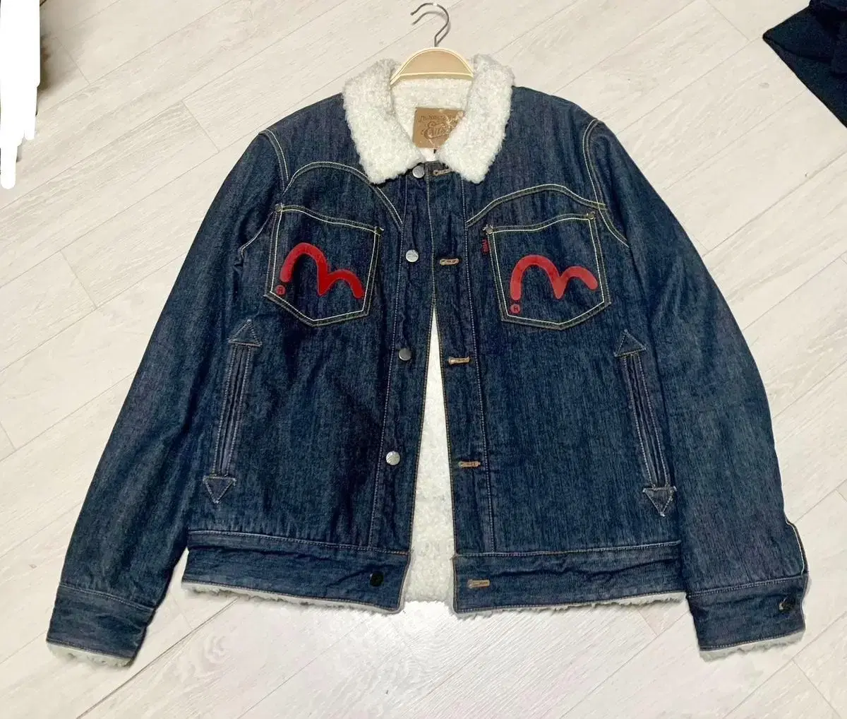 [M]Evisu Vintage Sherpa Denim Jacket Jeans Jacket Fleece Jacket Levi's