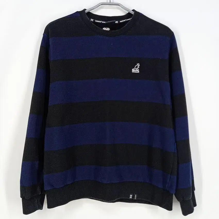 Kangol Men's Big Stripe Cotton Roundneck Man-To-Man Navy L (HU12724)