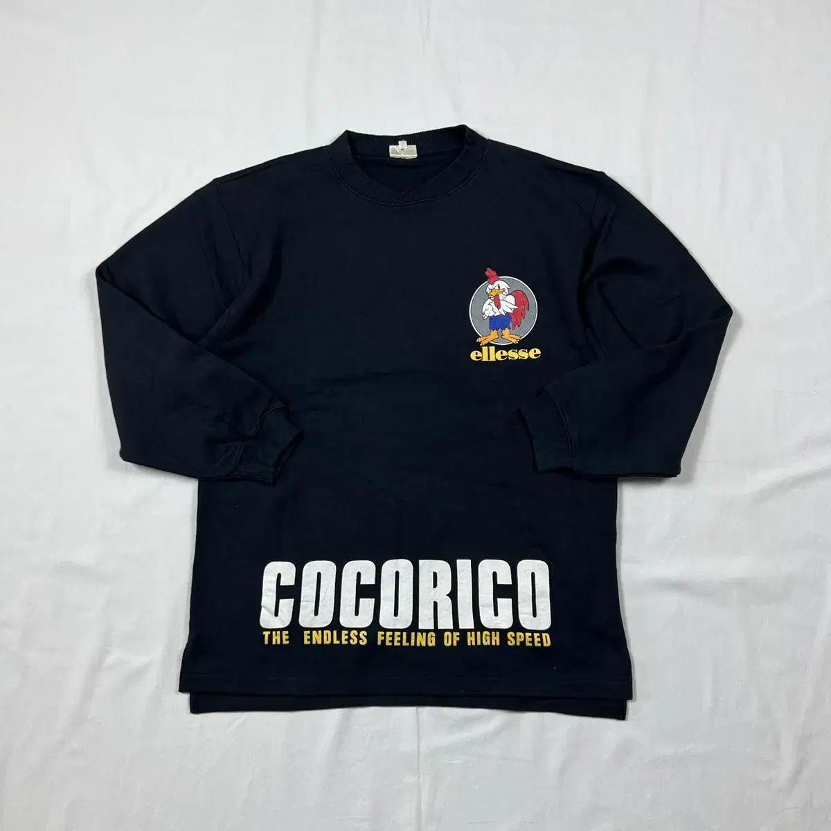 90s 엘레쎄 ellesse cocorico 프린트 맨투맨티