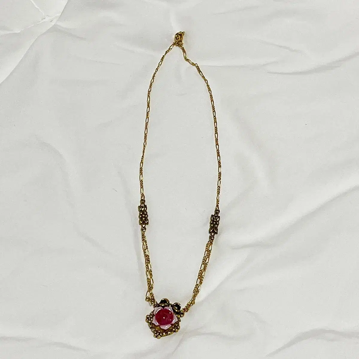 빈티지 ) 1928 jewelry 핑크플라워 리본목걸이