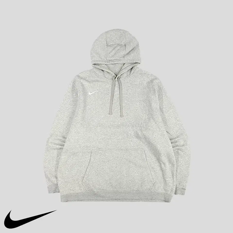 Nike Gray White Swoosh Embroidery Oversized Overfit Brushed Cotton Blend Sweat