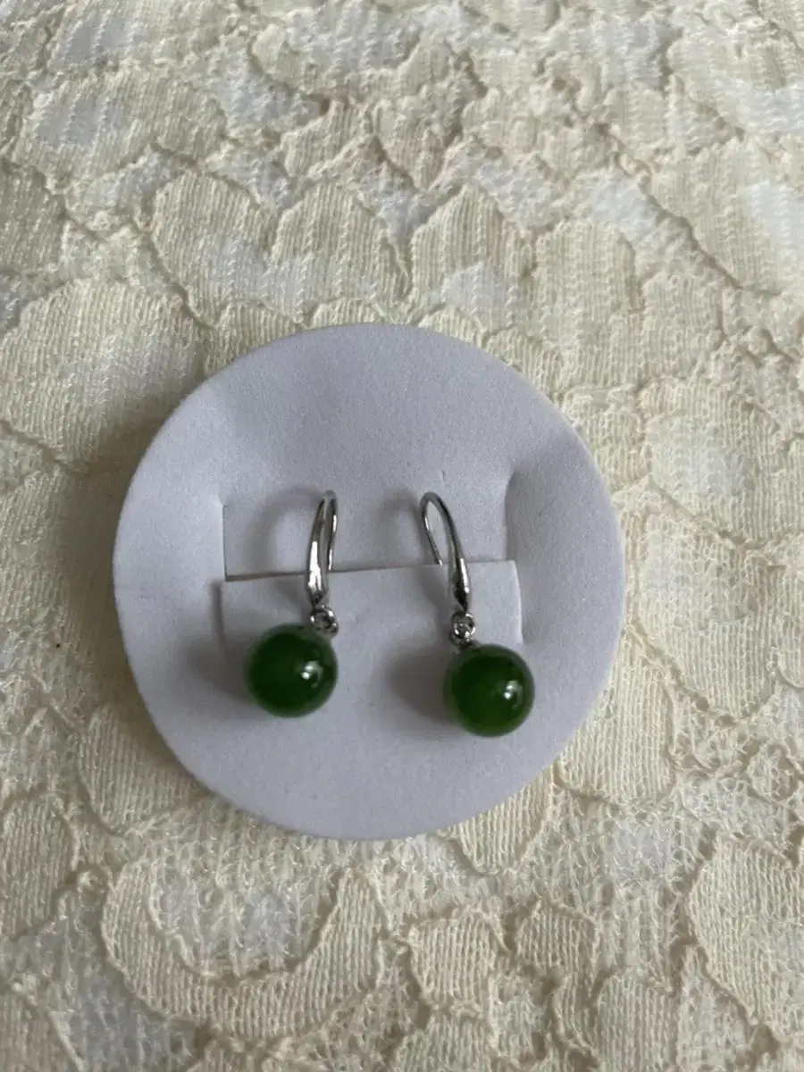 Natural Jade Silver Earrings