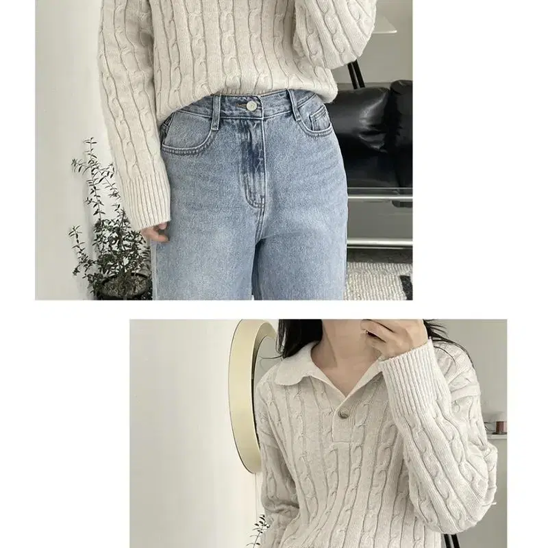 데일리쥬 꽈배기 니트 Oatmeal gray