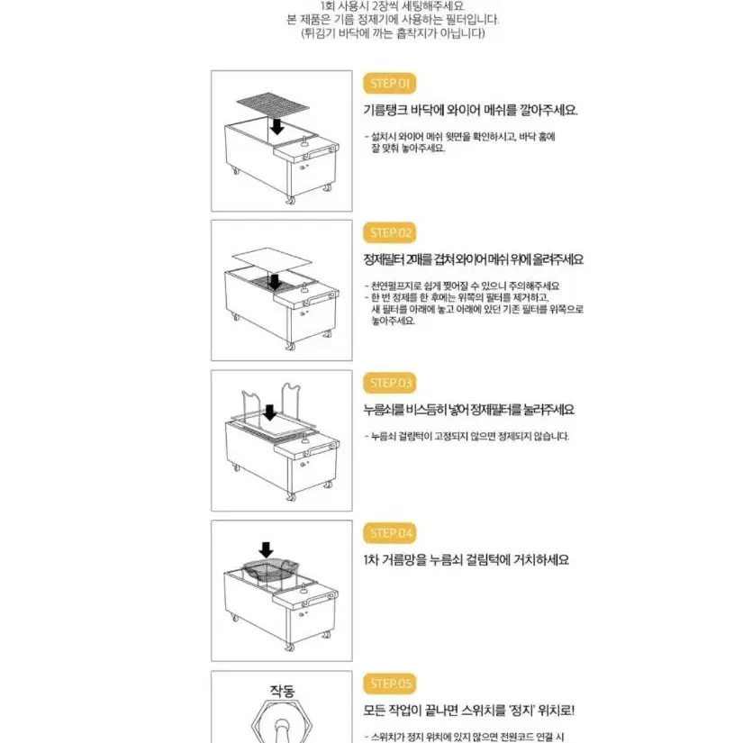 퓨리 정제필터 정제기필터 여과지 업소용 필터지 기름 식용유 튀김기 종이