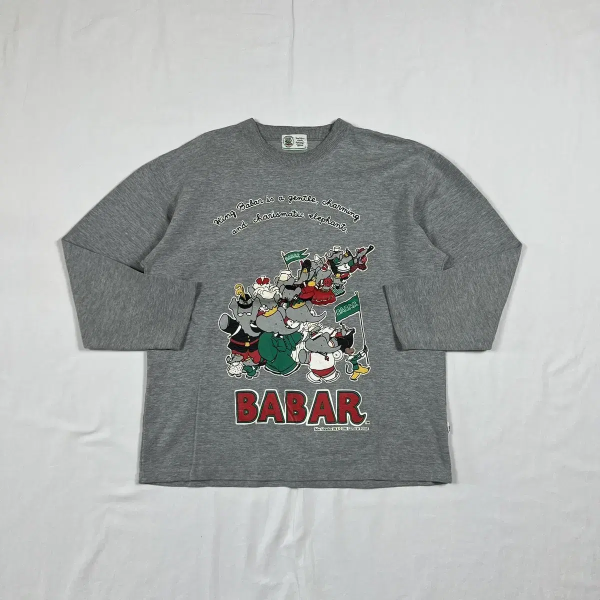 90s 96년도 babar 카툰 프린트 스웻셔츠 맨투맨