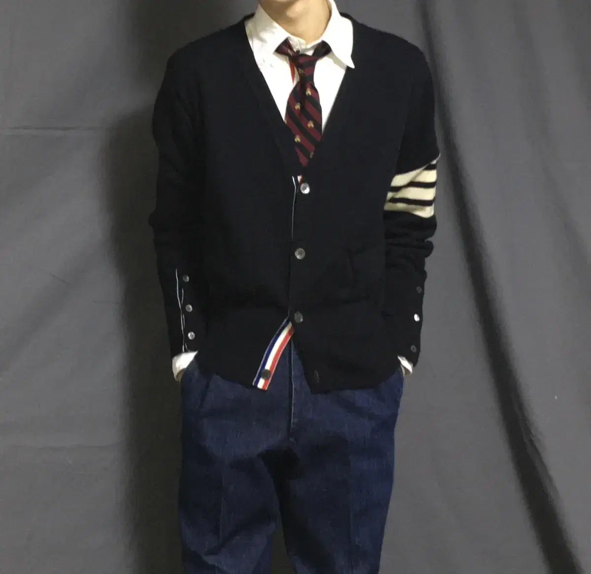 Thom Browne Archive Diagonal Cropped Cardigan