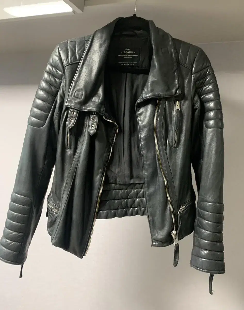 All Saints Stein Biker Leather Jacket Black