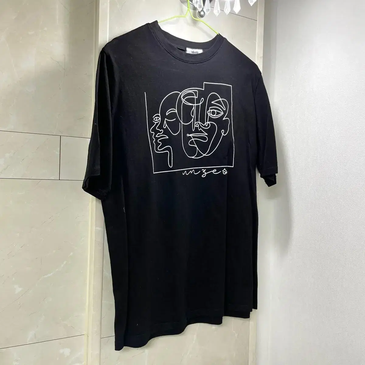 Luxury Human Face Geometric Print Short Sleeve Tee