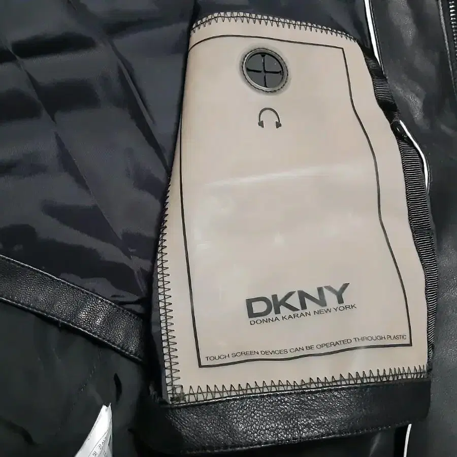 DKNY 양피 배색 블루종 L