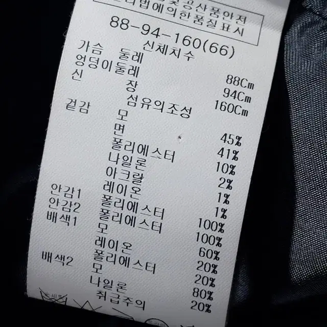 66 쉬즈미스 모직 혼용 더블 자켓