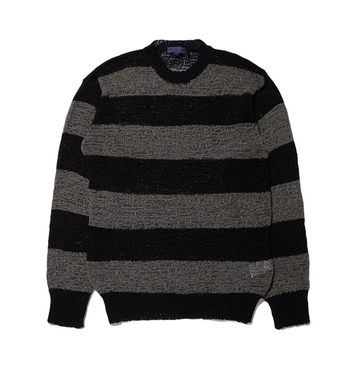 Non-Slouchy Loose Fit Striped Knit Charcoal S