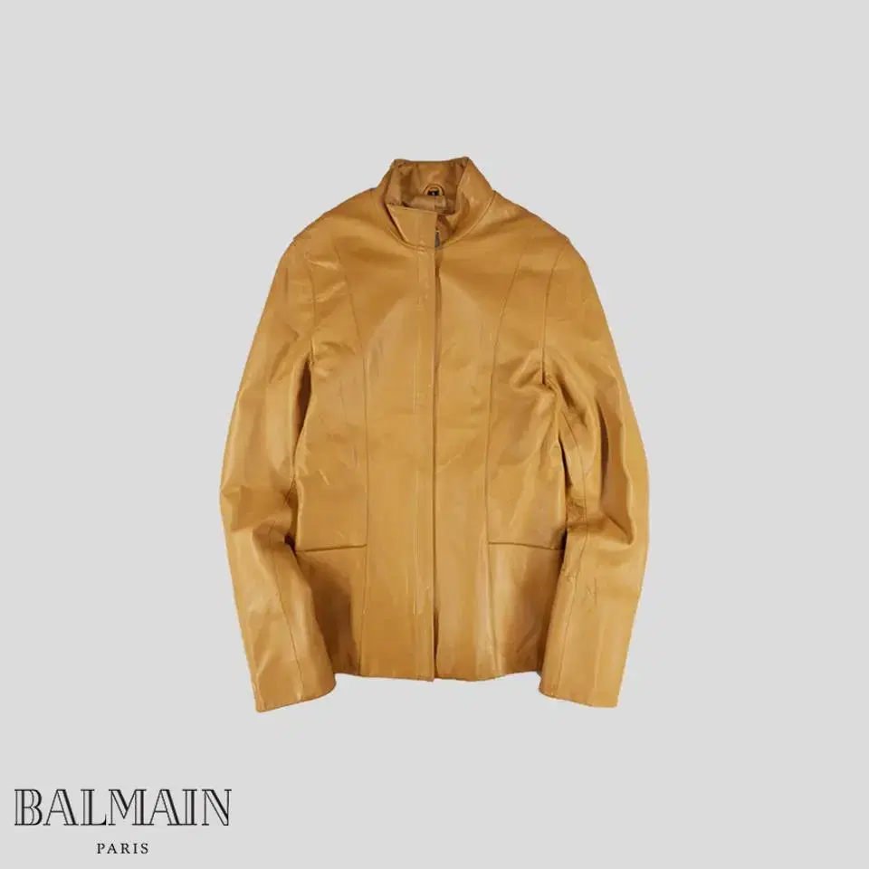 BALMAIN 발망 브라운 심플 양가죽 램스킨 가죽자켓 라이더자켓 싱글