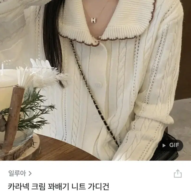 지그재그 일루아 카라넥 크림 꽈배기 니트 가디건