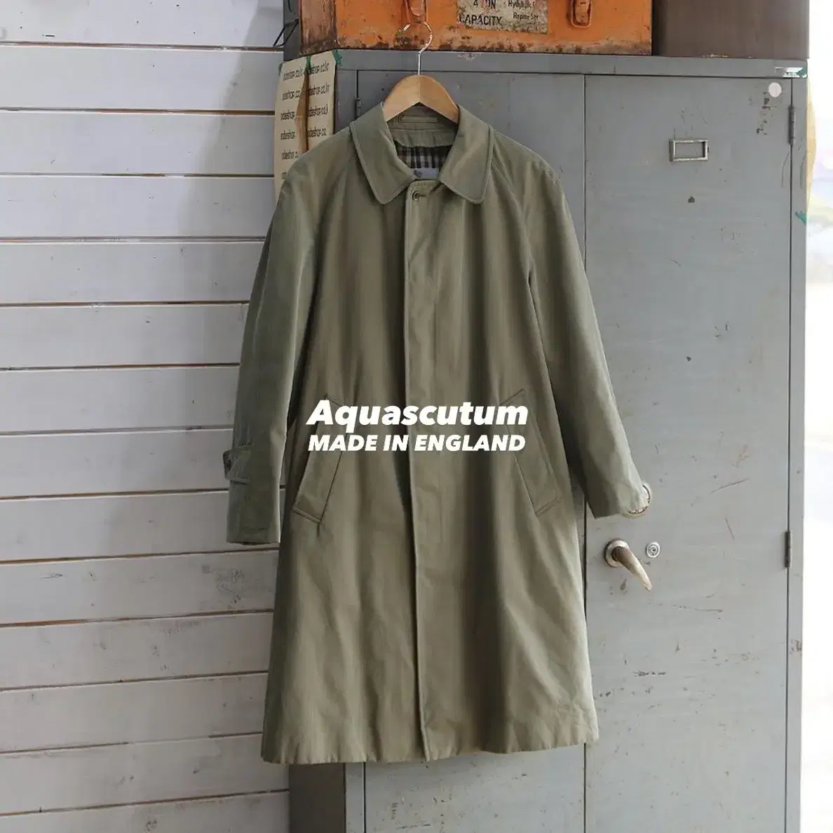 (착용컷) Aquascutum 싱글 트렌치 코트 (남성용 95)