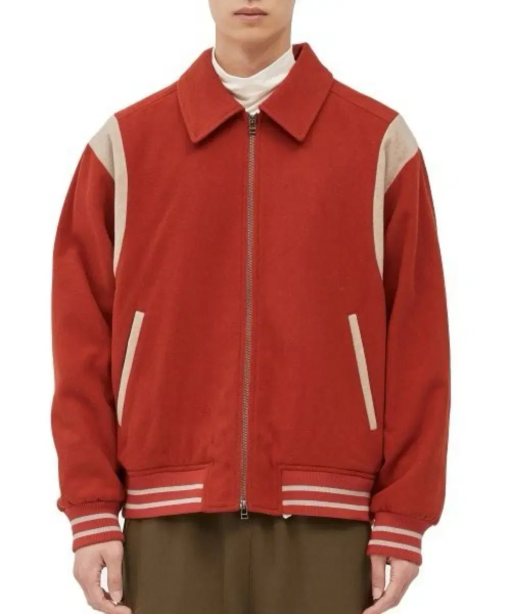 (NEW) Dirty One Wool Varsity Jacket Red