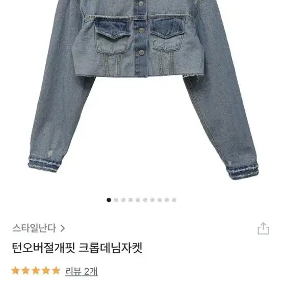 스타일난다 턴오버절개핏 크롭 데님 자켓