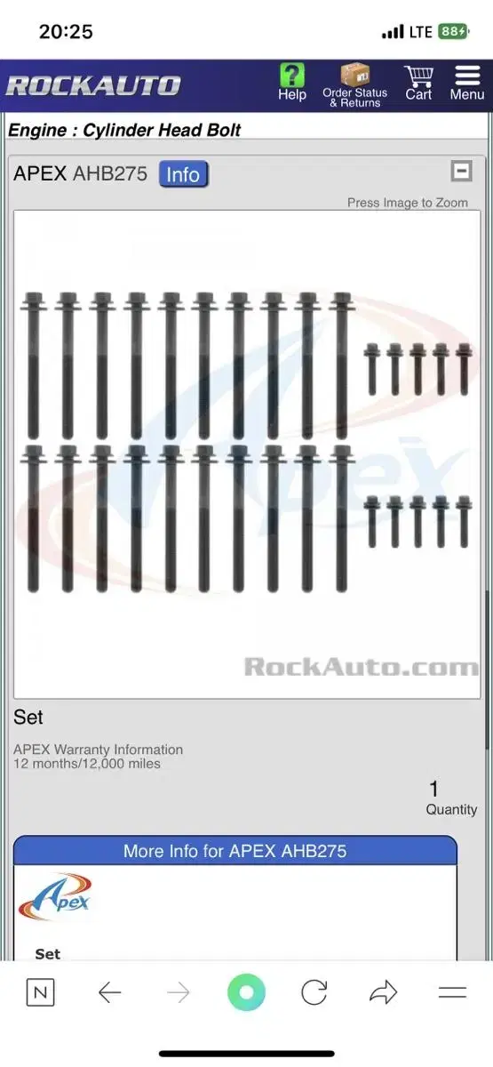 크라이슬러 300c hemi 헤드블럭 볼트 set