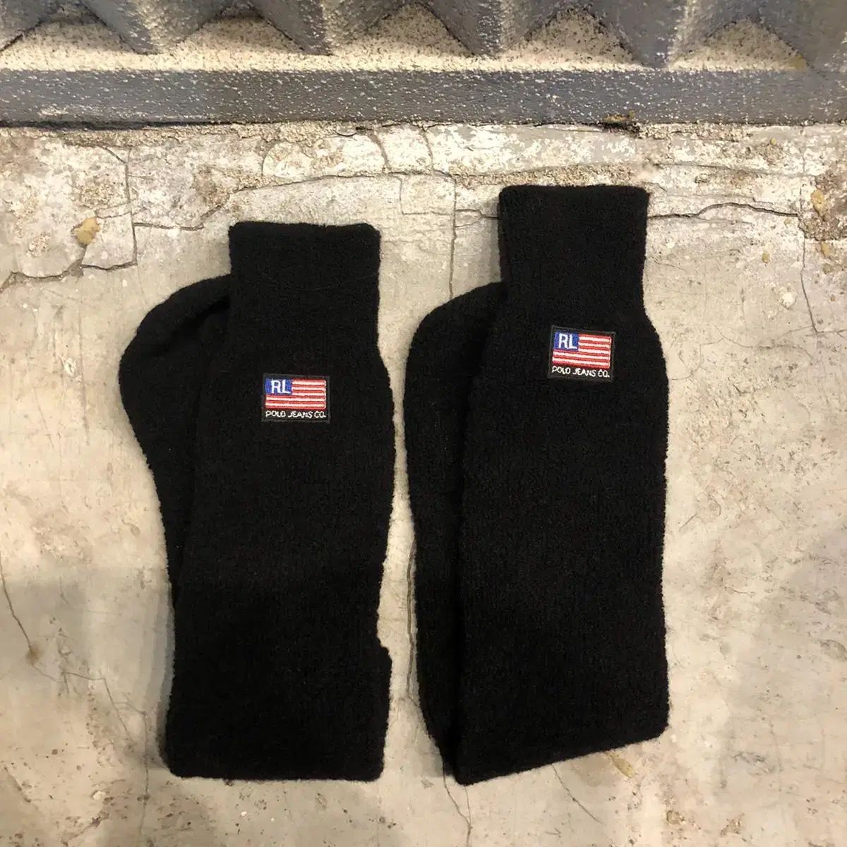 Vintage Polo black knit knee socks