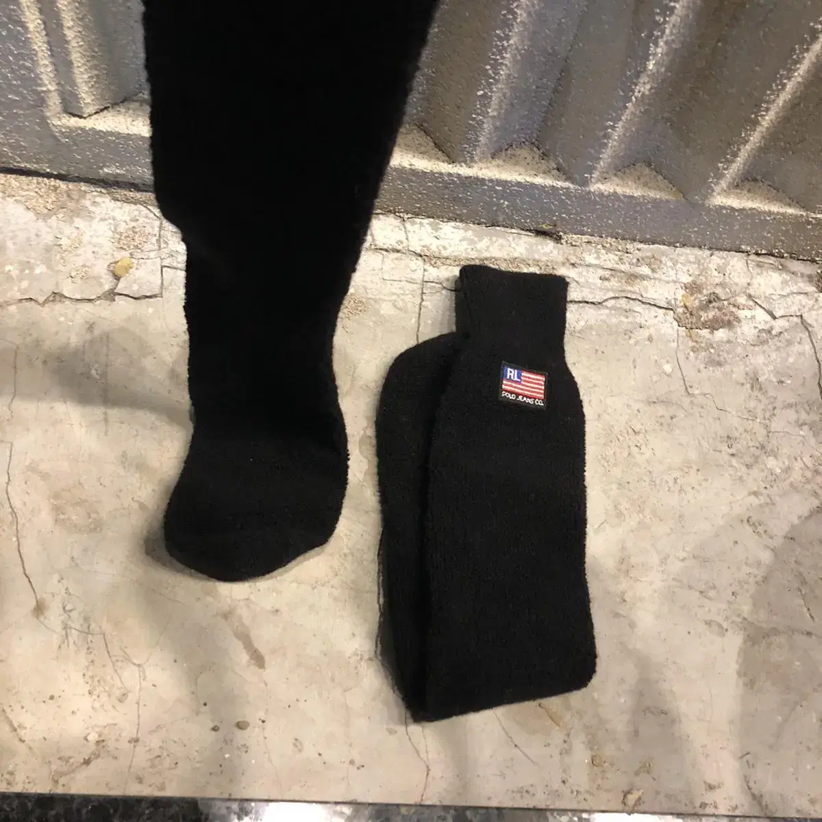 Vintage Polo black knit knee socks