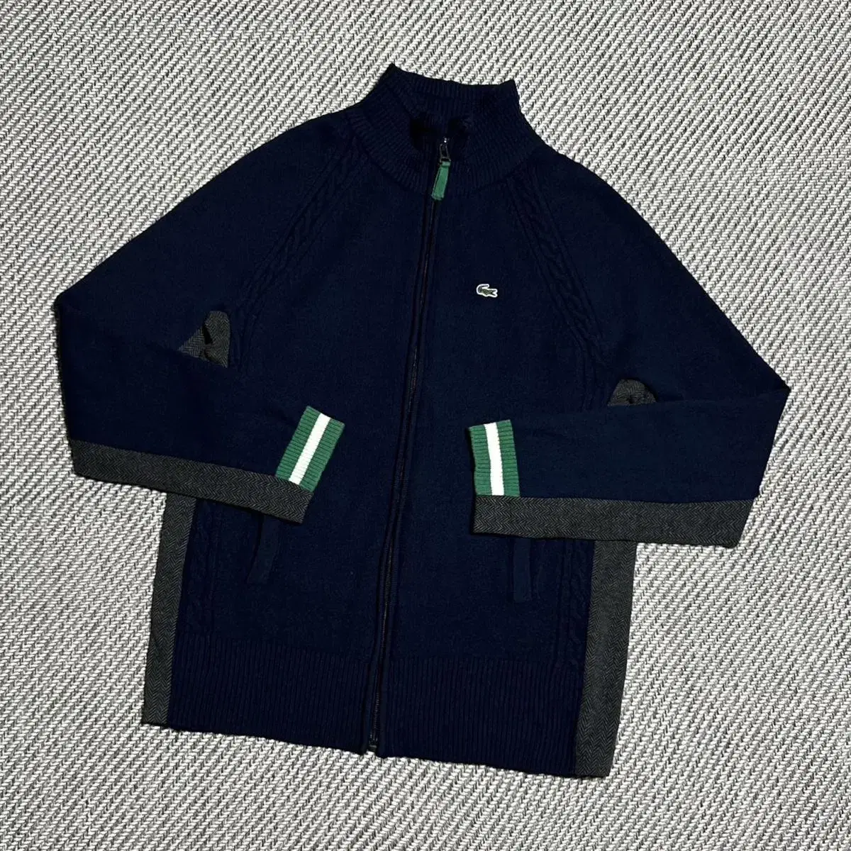 [ M ] Lacoste 라코스테 네이비 울 집업니트