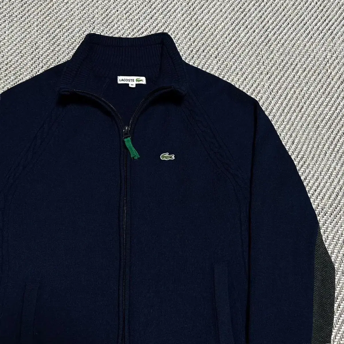 [ M ] Lacoste 라코스테 네이비 울 집업니트