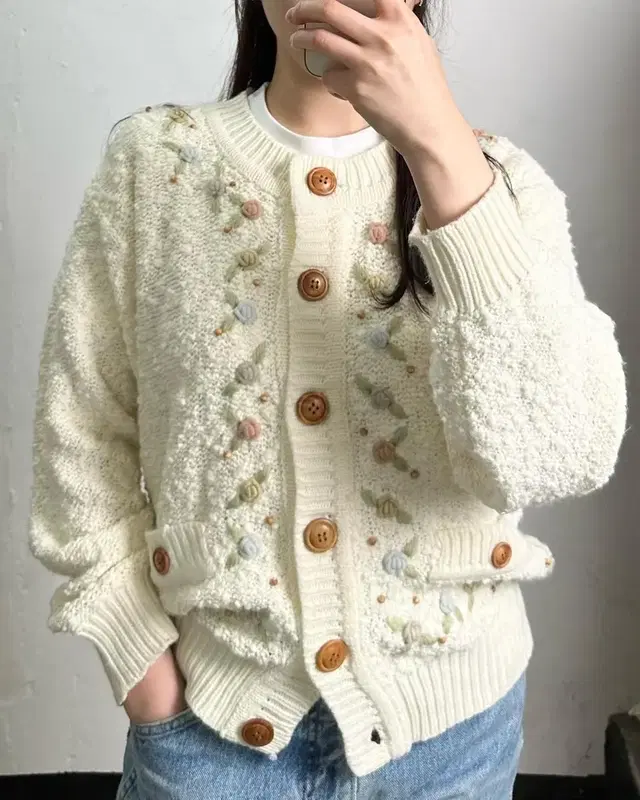 vintge granny flower knit cardigan