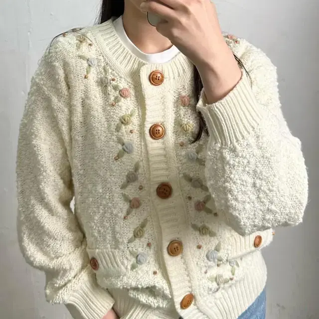 vintge granny flower knit cardigan