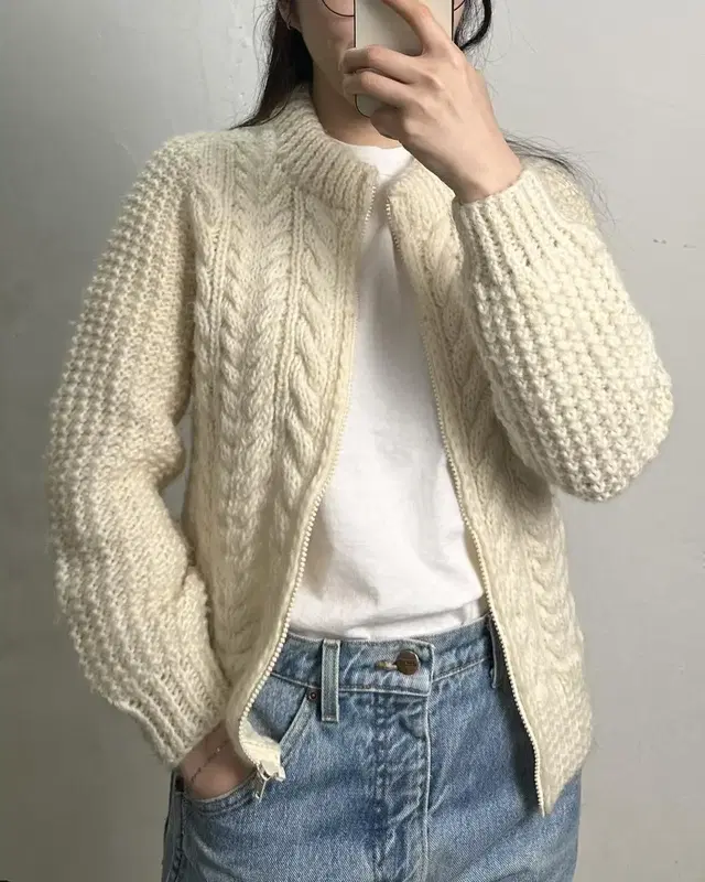 vintage handcraft mixpattern knit jacket