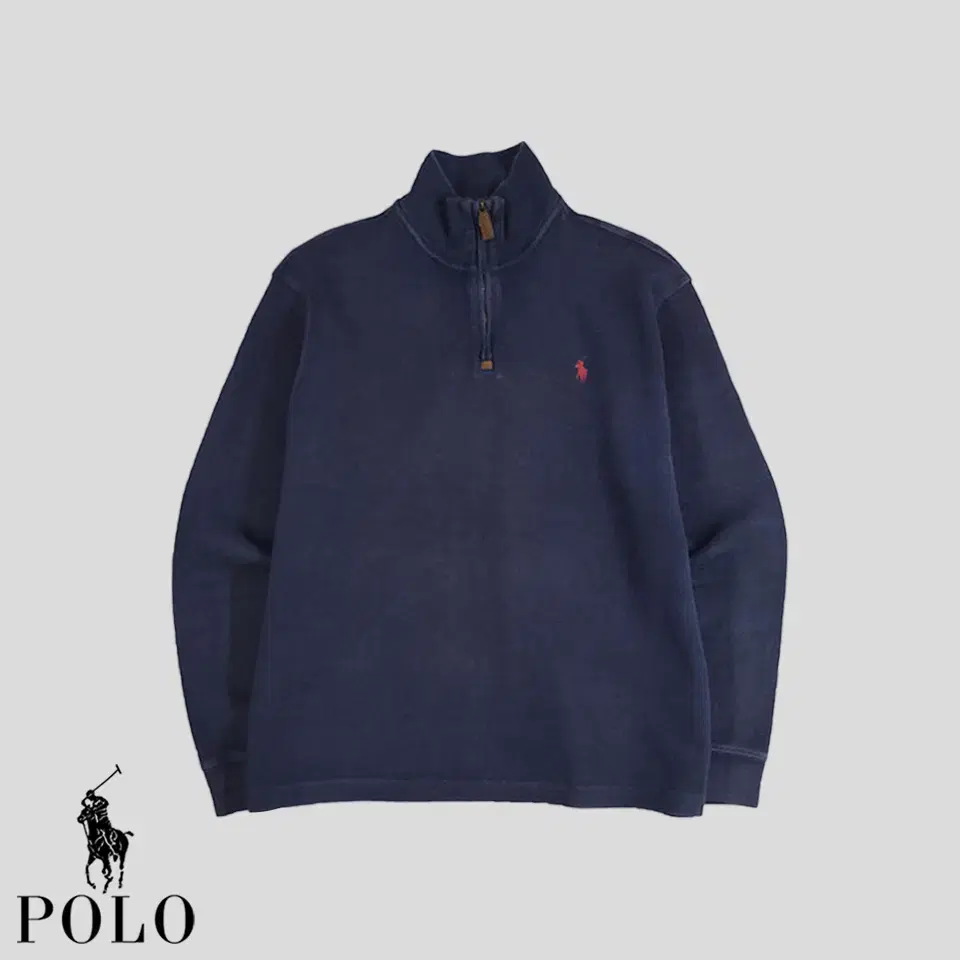 Polo Ralph Lauren Pigmented Navy Red Pony Half-Zip Half-Zip Cotton Long Sleeve T-Shirt