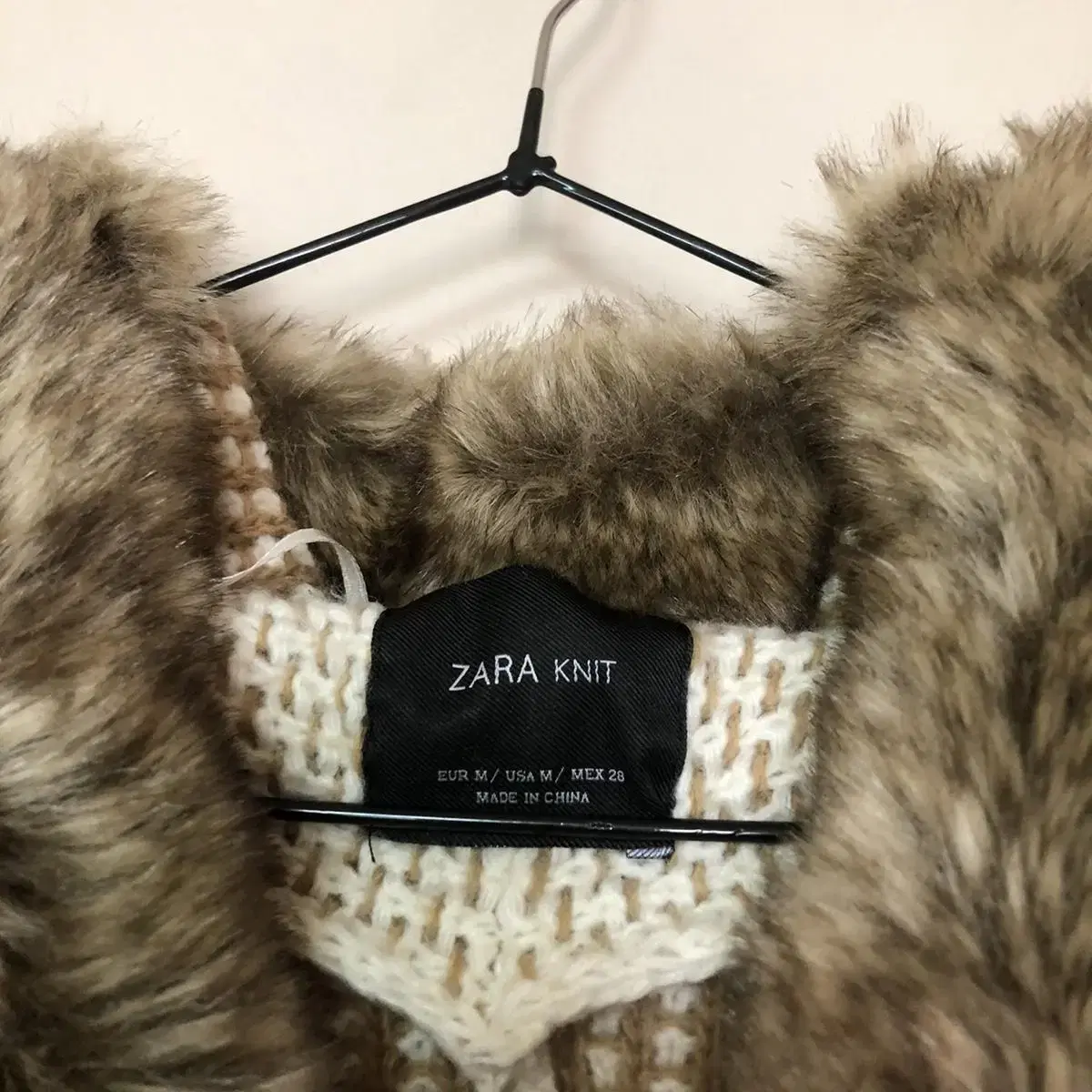 Vintage Zara beige fur hood kint cd